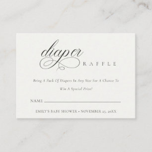 Script Black White Diaper Raffle Baby Shower Enclosure Card