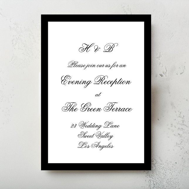Script Black & White Formal Framed Wedding Enclosure Card (Creator Uploaded)