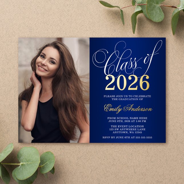 Script Blue 2026 Photo Graduation Party Gold (Creator Uploaded)