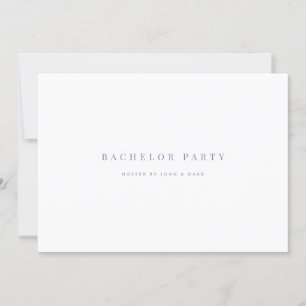 Script Blue & White Bachelor party Invitation Card