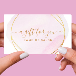 Script Blush Pink Watercolor Gold Circle Gift Card