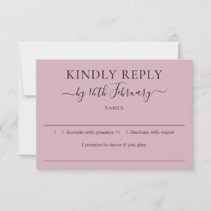 Script Blush Pink Wedding Kindly Reply RSVP Card