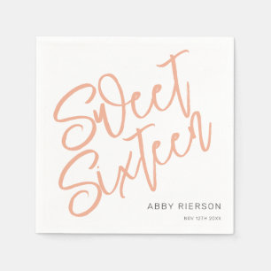Script Blush Sweet Sixteen Custom Name Napkin