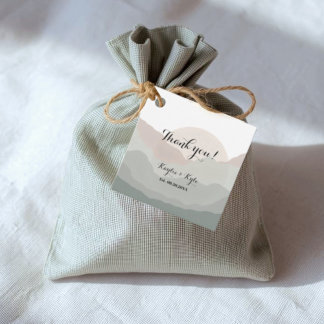 Script Boho Mountain Wedding Anniversary  Favour Tags
