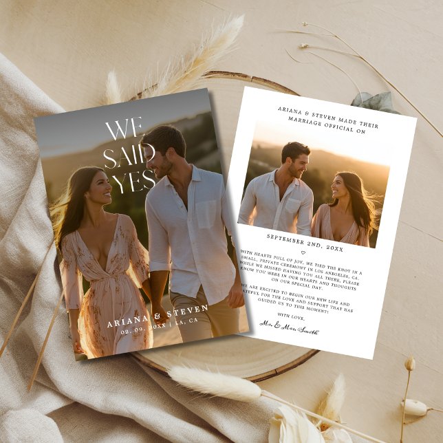 Script Boho We Said Yes Rustic Wedding Photo Announcement (Creator Uploaded)