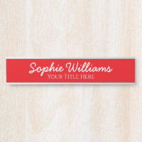 Script Bold White Fonts Name Title on Bright Red
