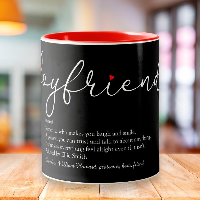 Script Boyfriend Definition Red Love Heart Two-Tone Coffee Mug (Creator Uploaded)