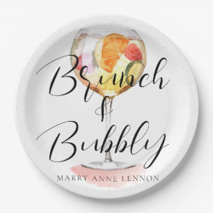Script Bridal Brunch Cocktail Party Paper Plate