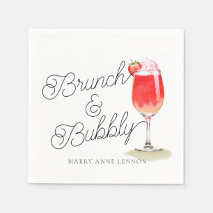 Script Bridal Shower Bubbly Cocktail Napkins
