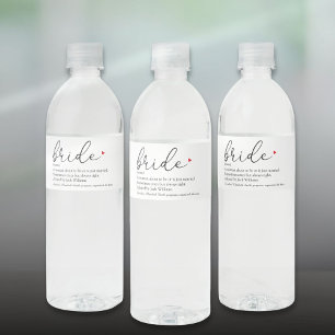 Script Bride Definition, Bridal Shower, Wedding Water Bottle Label