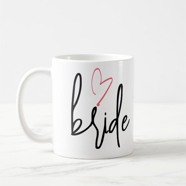 Script bride with blush pink wedding  coffee mug (Left)