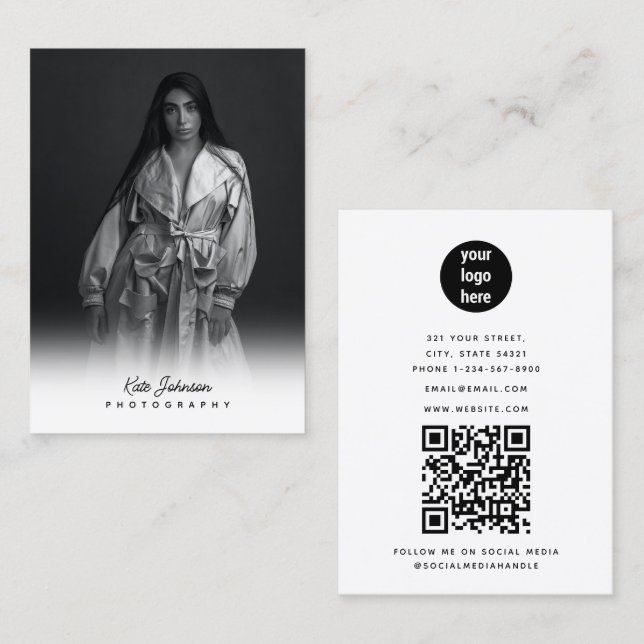 Script Business Logo Photographer Photo Business Card (Front/Back)