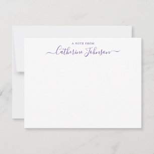 Script Calligraphy A Note From Purple Violet Plum Card