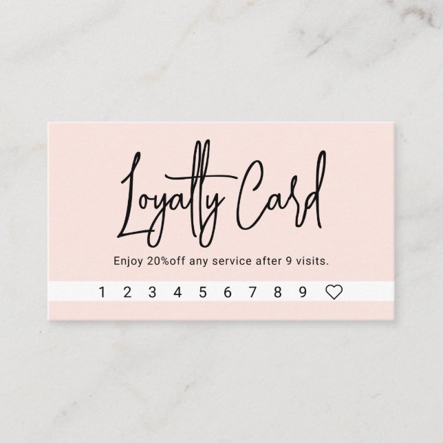 Script Calligraphy Blush Pink Loyalty Card (Front)