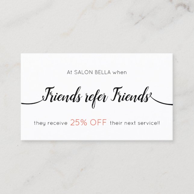 Script Calligraphy Customer Referral Card (Front)