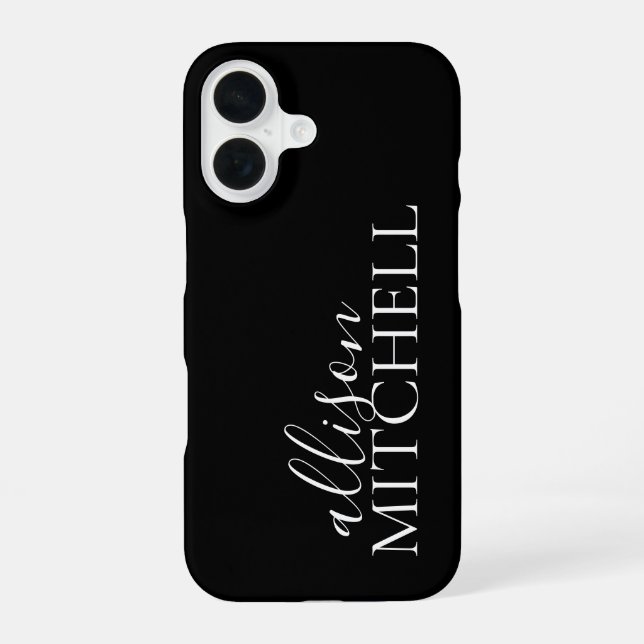 Script Calligraphy Minimalist Black iPhone 16 Case (Back)