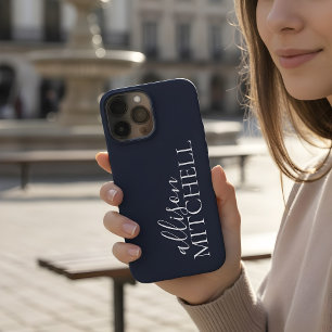 Script Calligraphy Minimalist Navy Blue iPhone 13 Pro Max Case