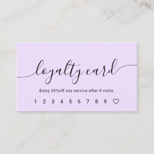 Script Calligraphy Pastel Purple Loyalty Card