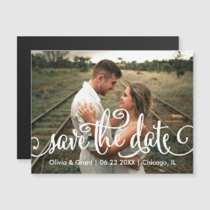 Script Calligraphy Photo Save Date Magnet