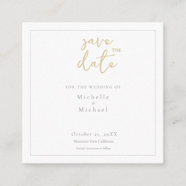 Script Calligraphy Wedding Modern Save the Date Enclosure Card (Front)
