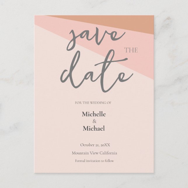 Script Calligraphy Wedding Modern Save the Date Postcard (Front)