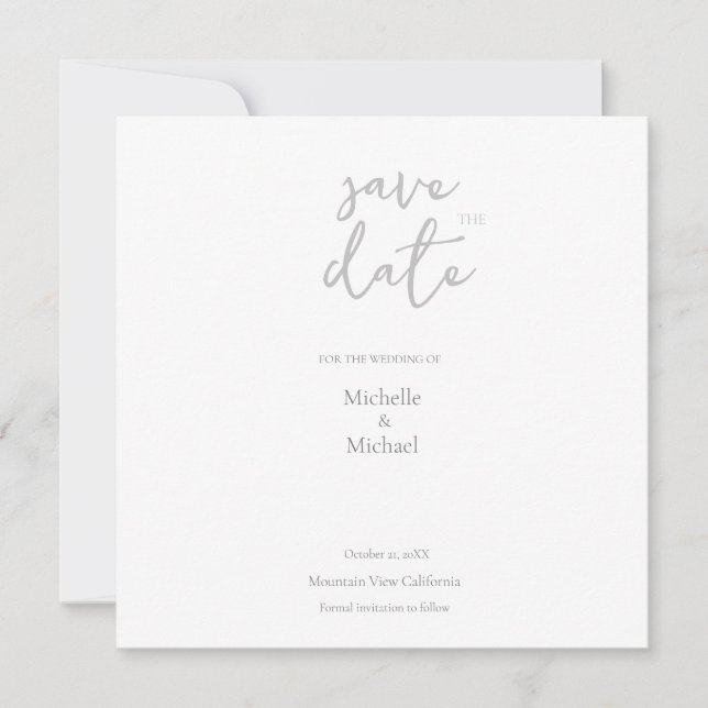 Script Calligraphy Wedding Modern Save the Date Thank You Card (Front)