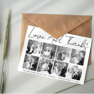 Script calligraphy wedding Thank You photo collage Card