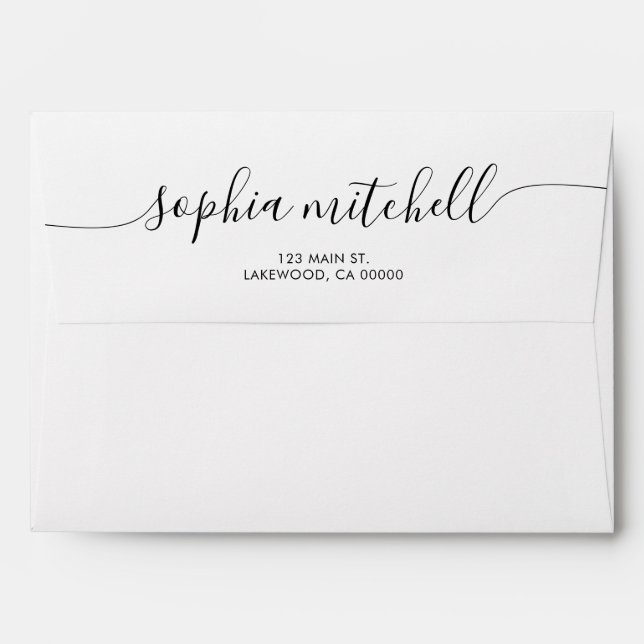 Script Calligraphy White Envelope (Back (Top Flap))