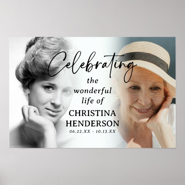 Script Celebration of Life Before & After Photo Poster (Front)