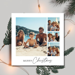 Script Christmas 4 Family Photo Nautical Beachy Holiday Card