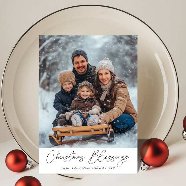 Script Christmas Blessing Religious Family Photo Holiday Card (Creator Uploaded)