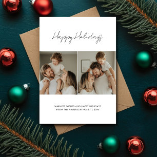 Script Christmas Happy Holidays Family Photo Holiday Card
