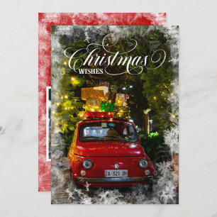 Script Christmas Wishes snow overlay custom photos Holiday Card