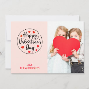 Script Circle Heart Happy Valentine's Day Photo Holiday Card