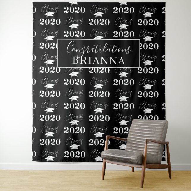 Script CLASS OF 2020 Pattern Graduation Photo Prop Tapestry (In Situ)