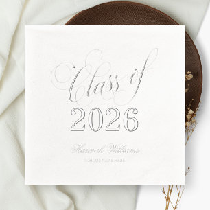 Script Class of 2025 Graduation Silver Foil Napkins