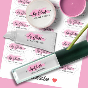Script Clear Pink Lip balm Labels 