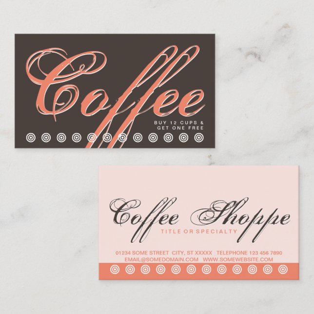 script COFFEE customer loyalty card (Front/Back)