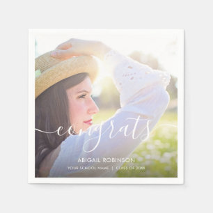 Script Congrats Graduation Photo Custom Napkin