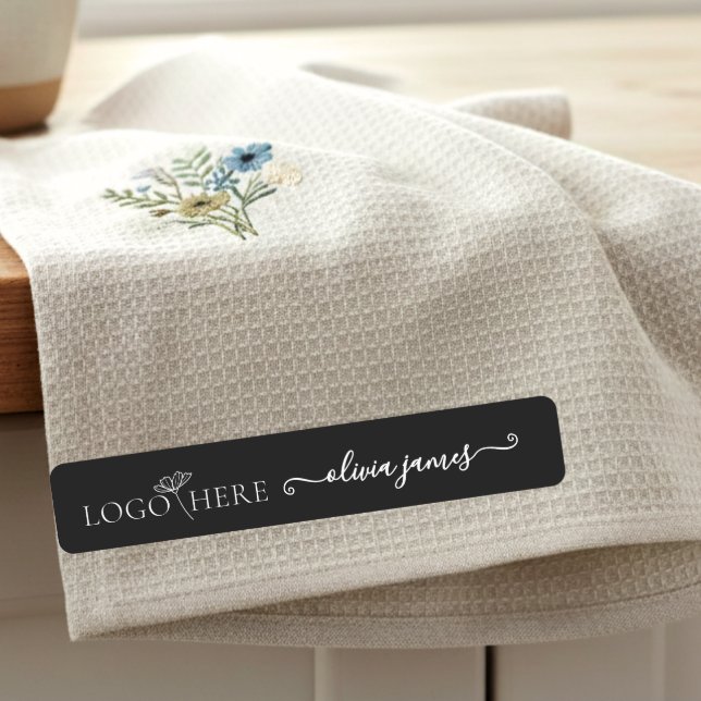 Script Custom logo and text black fabric clothing  (Creator Uploaded)