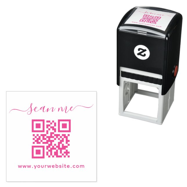 Script custom text and QR code   Self-inking Stamp (In Situ)