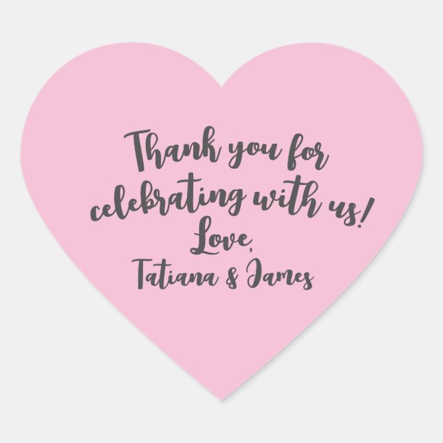Script Custom Thank You Heart Favour Sticker (Front)