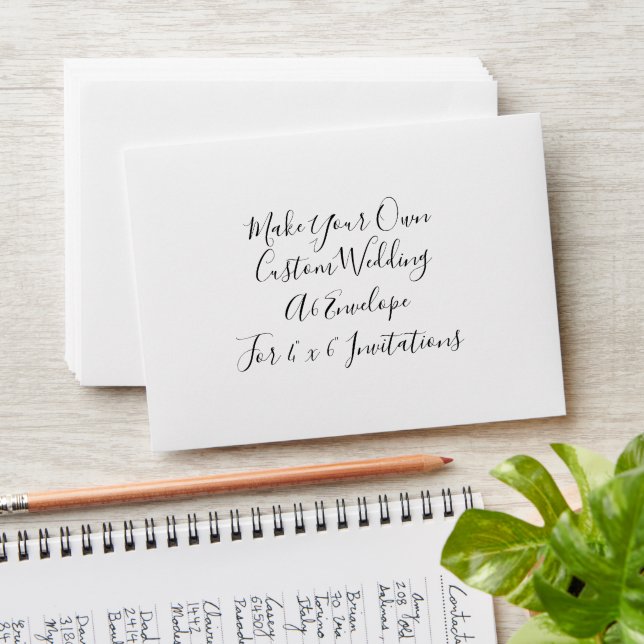 Script Custom Wedding 4"x6" Invitations A6 Envelope (Stacked)