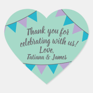 Script Customisable Thank You Heart Banners Sticker