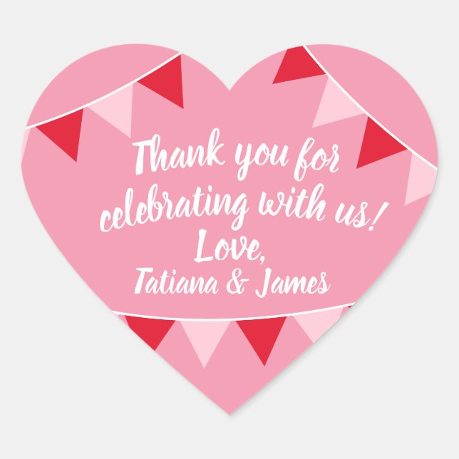 Script Customisable Thank You Heart Banners Sticker (Front)