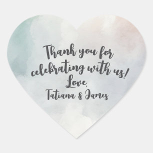 Script Customisable Thank You Heart Watercolor Sticker