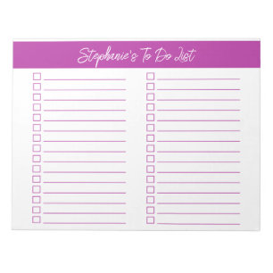 Script Dark Pink 8.5x11 Two Column Checklist Notepad