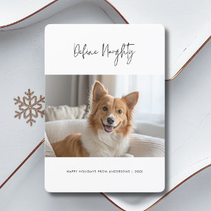 Script Define Naughty Christmas Dog Pet Photo Holiday Card