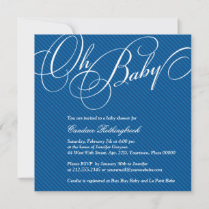 Script Diagonals in Cobalt Baby Shower Invitation