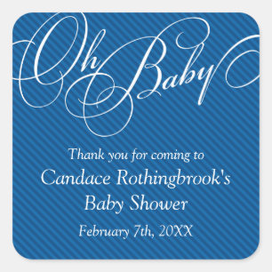 Script Diagonals in Cobalt Baby Shower  Sticker